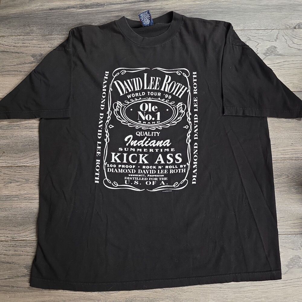 David Lee Roth Ole No 1 Jack Daniels Style Rock Band T Shirt Size XL Black Tee